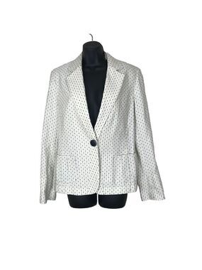 Lafayette 148 One Button Black & White Polka Dot Blazer Size 10